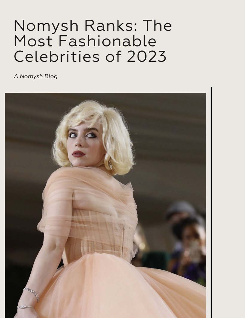 Nomysh Ranks: The Most Fashionable Celebrities of 2023