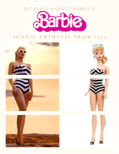 Margot Robbie Recreates Iconic 1959 Swimsuit Look in Barbie the Movie